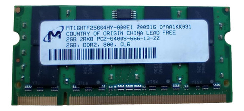 Memoria Ram Notebook Sodimm Ddr2 Micron 800 Mhz Pc2-6400 Cl6