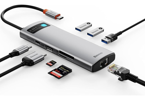 Hub Usb-c Baseus 8 Em 1 Dockstation Hdmi 4k Usb 3.0 Sd