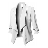 Blazer Slim De Manga Larga Plisada De Color Liso