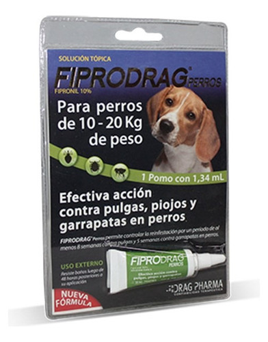 Pipeta Fiprodrag Antipulgas Perros De 10 A 20 Kg 