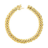 Pulsera De Cadena Cubana Miami De Oro Amarillo De 14k