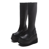 Botas Q 3103 De Piel Con Plataforma De Gran Tamaño Y Suela G