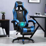 Cadeira Escritório Gamer Ergonômica Reclinável C Massageador Cor Azul