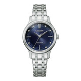 Reloj Citizen Ecodrive Analog Em089085l Hombre Color De La Malla Plateado Color Del Bisel Azul Color Del Fondo Azul