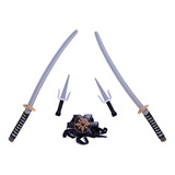 Juego De Armas Ninja Katanas 70 Cm + Accesorios Duende Azul