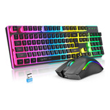 Hxsj Kit De Teclado Y Mouse Inalámbricos Recargable Rgb