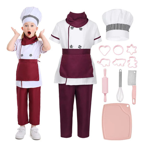 Traje De Disfraz Chef Cocinero Disfraz Chef Para Niños Y Niñas Disfraces De Oficios Trabajos Con Accesorios