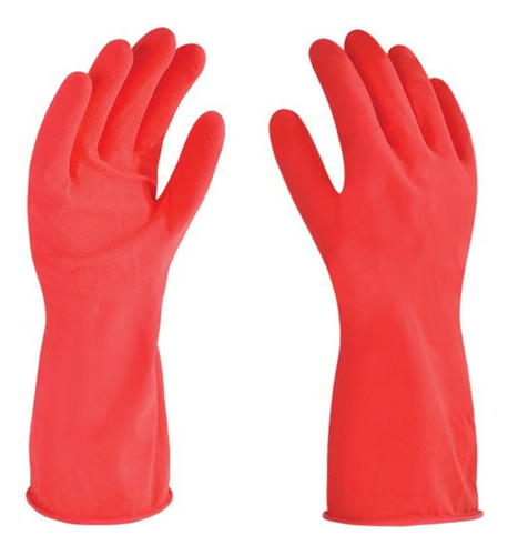 Paquete 12 Guantes De Látex Doméstico Limpieza Rojo 