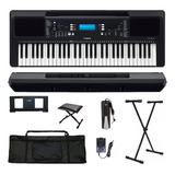 Kit Teclado Arranjador Yamaha Psr-e373 61 Teclas Preto