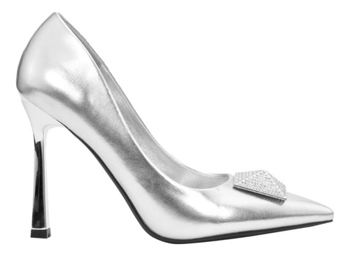 Zapatilla Stileto Plata Mujer Thalia H131 Tacon Punta 9cm 