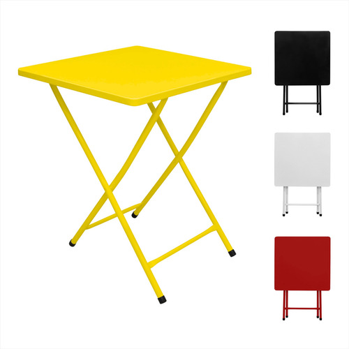 Mesa Dobravel De Bar Em Aço Quadrada Multiuso Antiferrugem Cor Amarelo