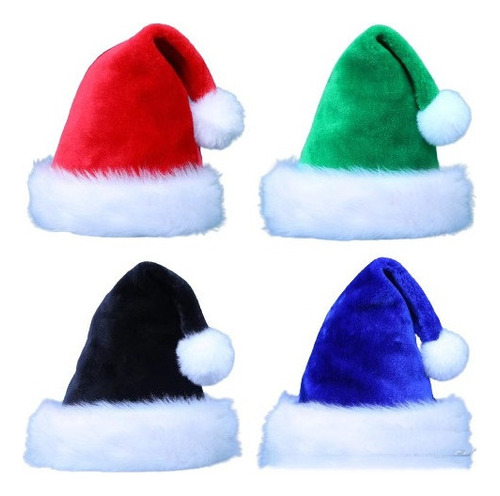 4 Piezas De Gorros Navideños De Peluche Para Adultos Y Niños