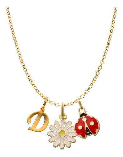 Collar Mariquita Catarina Flor Suerte Amor Dije Inicial Moda