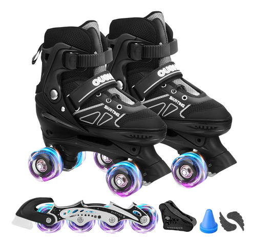 2 En 1 Patines De Línea Ajustables Y 4 Ruedas Niño Con Luces