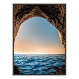 Quadro Decorativo 90x60 Paisagem Caverna Mar Sala Quarto Cor Da Armação Branco