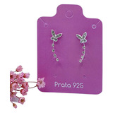 Brinco Ear Cuff Borboleta Pedra Prata 925