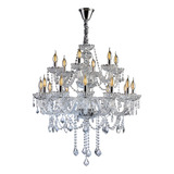 Lustre Pendente Cristal Candelabro Maria Tereza Nice 18 Lâmp Cor Transparente 110v/220v