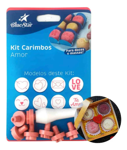 Kit Carimbos Amor - 9 Peças - Cor Rosa (blue Star)