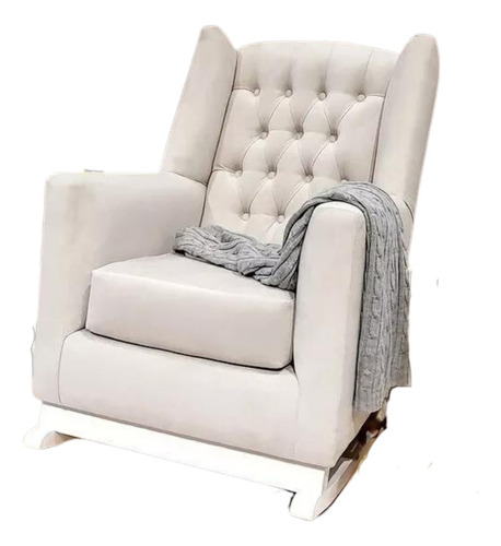 Sillon Mecedor Eider Con Capitone Tapizado En Pana