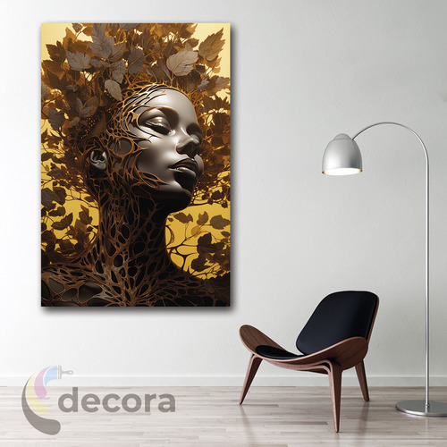 Cuadro Mujer Dorado Negro Elegante Artistica A3 60x40