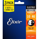 Elixir 3 Pack Nanoweb 16542 Cuerdas Guitarra Eléctrica 10-46