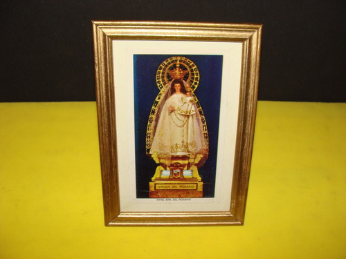 Pequeño Cuadro Con Estampa Antigua Virgen Del Rosario