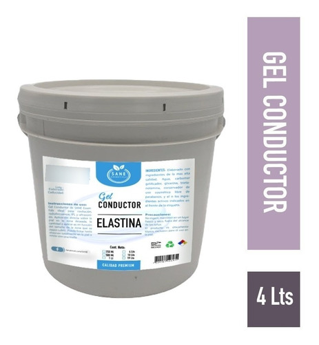 Gel Conductor Con Elastina Facial Y Corporal 4 Litros Sane 