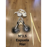 Espuela Riel Nº3,5 + Taloneras Y Piales Cuero Crudo-.