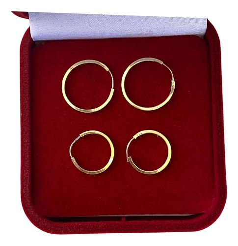 Dupla Argola Redonda 1mm Ouro 18k-750 - Envio Imediato 