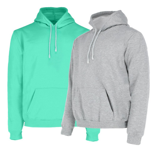 Paquete De 2 Sudaderas Hoodie Capucha Hombre Felpa Basico