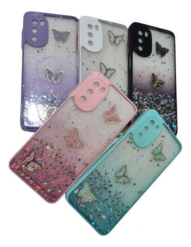 Funda Para Motorola G52 ( Mariposas Con Brillos)