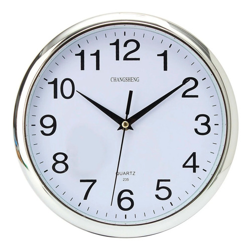 Reloj Analogico De Pared Con Borde Cromado 26cm