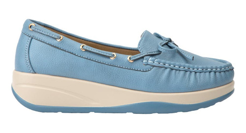 Zapato Confort Mocasin Plataforma Shosh Azul Mujer 4204