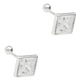 Aretes Broquel Plata Mod Cuadrado Bisel 6mm Plata .925 Taxco