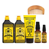 Barba Forte Danger Sh+cond+balm+óleo30ml+óleo10+brind Pente!