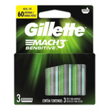 Gillette Mach3 Sensitive, Cartuchos Para Afeitar, 3 Piezas