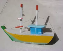 Barco Pesqueiro De Madeira Para Mesa Ou Estante !!!