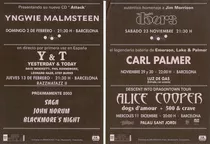 Alice Cooper Carl Palmer Yngwie Malmsteen (barcelona Flyer)