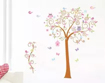 Adhesivo Decorativo Árbol Pastel Búhos Stickers Pared