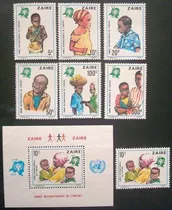 A5351  Zaire Unicef Yvert Nº 951/6 + Bl 10 + Selo Bl  Nnn