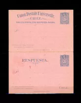 Tarjeta Postal Con Sello Impreso, 1884, Filatelia Chilena