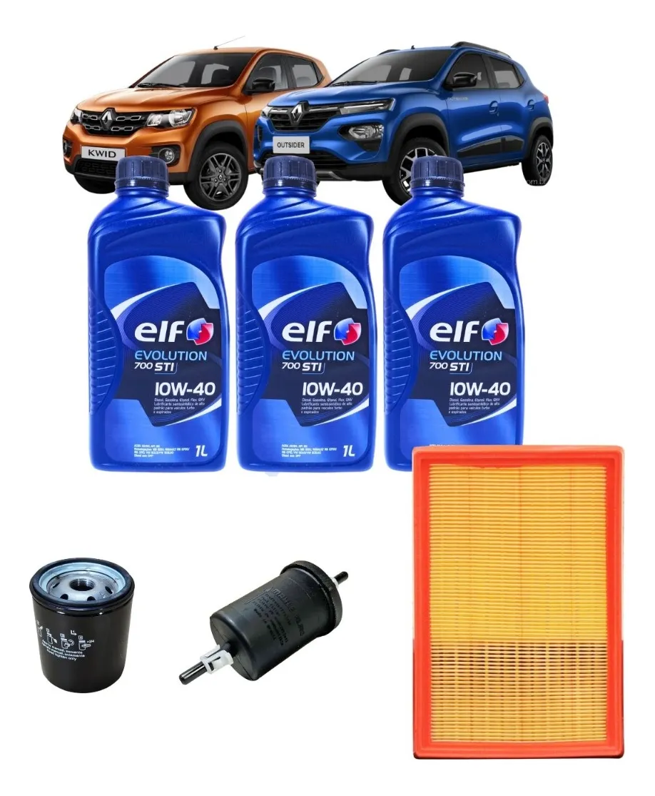 Kit Filtros Troca Óleo Renault Kwid 1.0 12v 3cil Elf 10w40