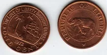 Moneda Liberia Con Elefante 1 Centavo Año 1972 Sin Circular