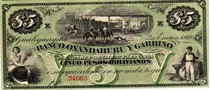 Banco Oxandaburu Y Garbino 5 Pesos Año 1869 Sin Circular