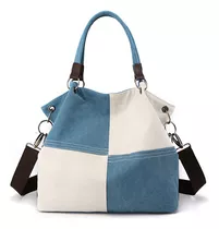 Bolso De Lona Casual Con Bloques De Color De Moda Para Mujer