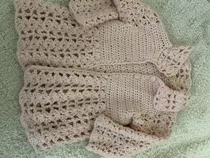 Cardigan De Lana Tejido Al Crochet 4/5 Y 5/6 Años