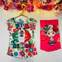 Blusa Set 2 Frida Khalo Rosa Mexicano Frida Caricatura Flor