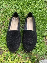 Zapatos Negro Con Strass Talle 38 Panchas (ba) Gamuza