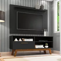 Conjunto Sala Painel Kenzotv 50 Polegadas E Rack Paladio Cor Preto Fosco