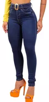 Calça Jeans Feminina Detalhe Ziper Na Barra Cos Alto Lycra